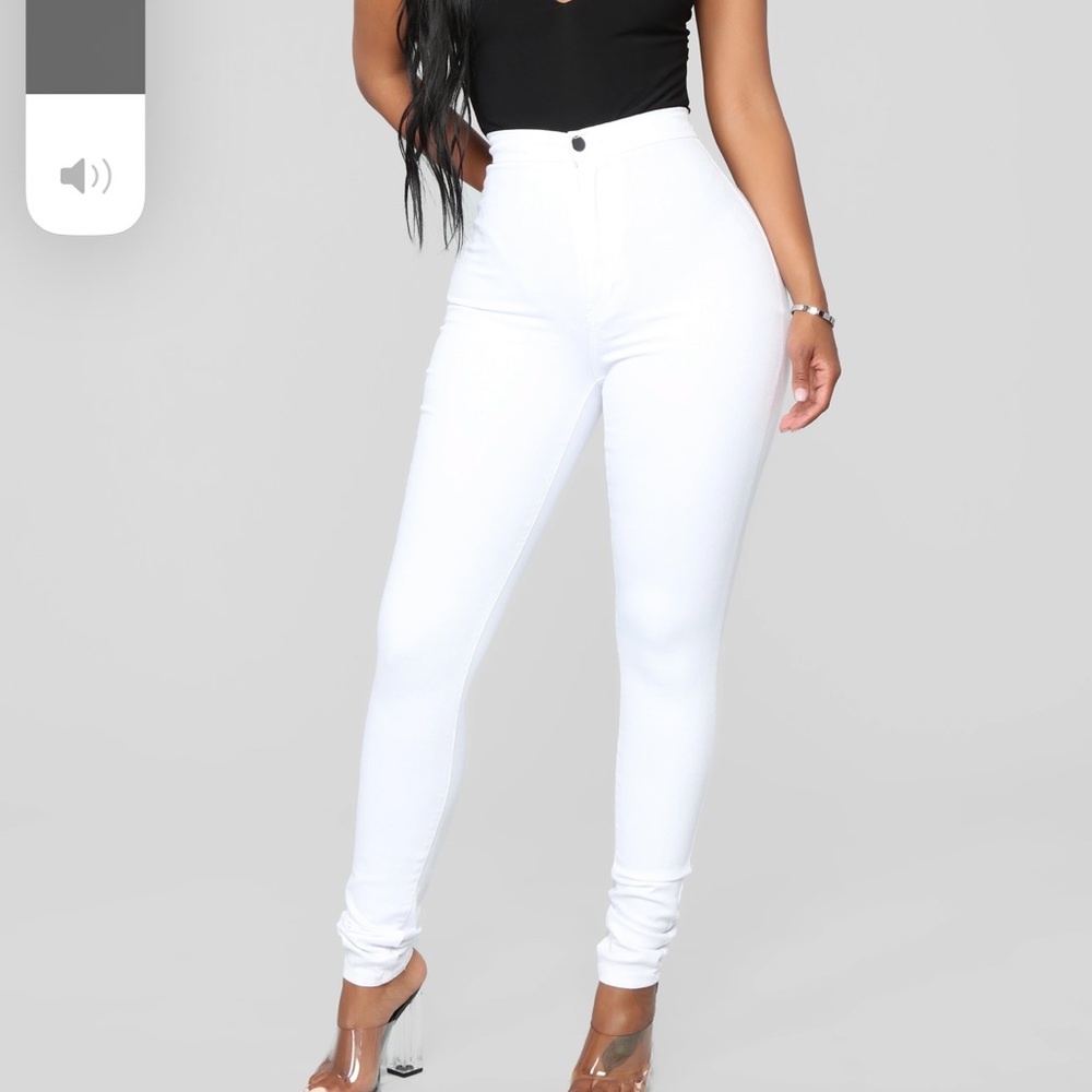 White fashion move high rise skinny jeans